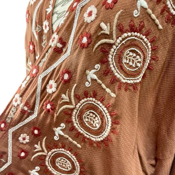 J Jill Women's OS Embroidered Kimono Open Front Cardigan Asymmetrical - Picture 7 of 13